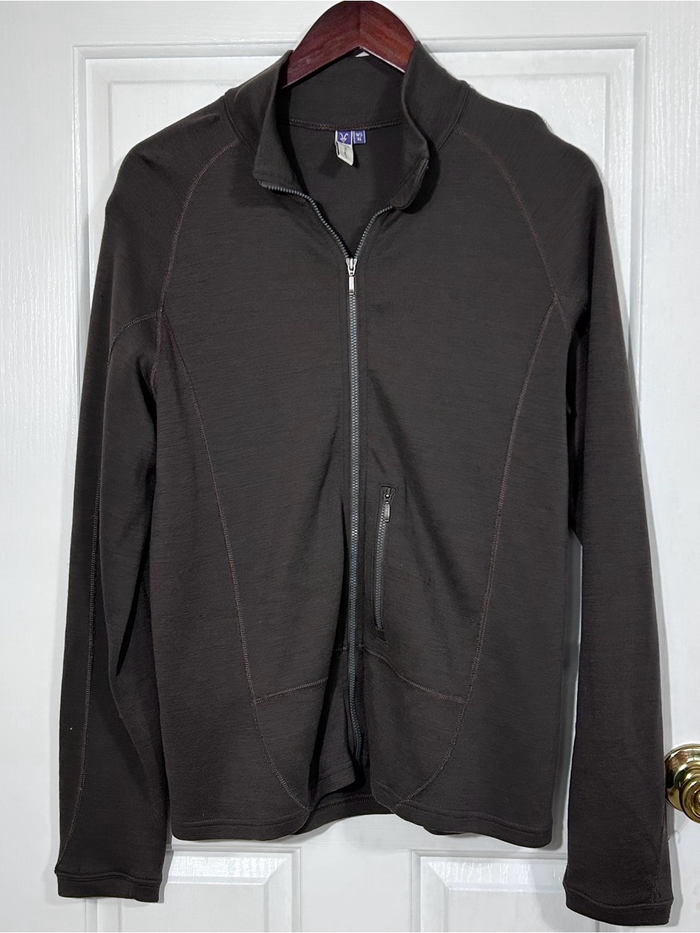 Ibex "Alpine Echo" Womens XL Brown 100% Merino Wool Full Zip Jacket Made in USA